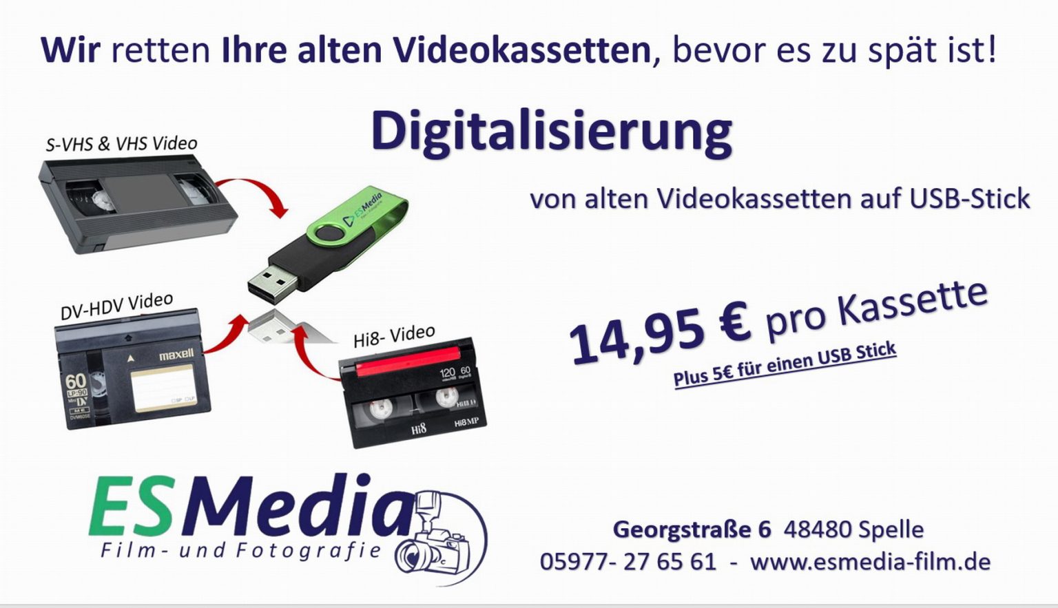 VHS Kassetten Digitalisieren ES Media Film und Fotografie